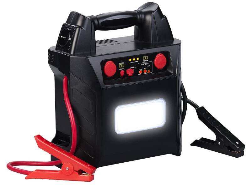 revolt Powerstation: 5in1-Starthilfe für 12/24V & Powerbank, 230 V, 2x12V, USB, 40Ah, 2000A (Powerbank 220v, Starterhilfe, Spannungswandler) von revolt