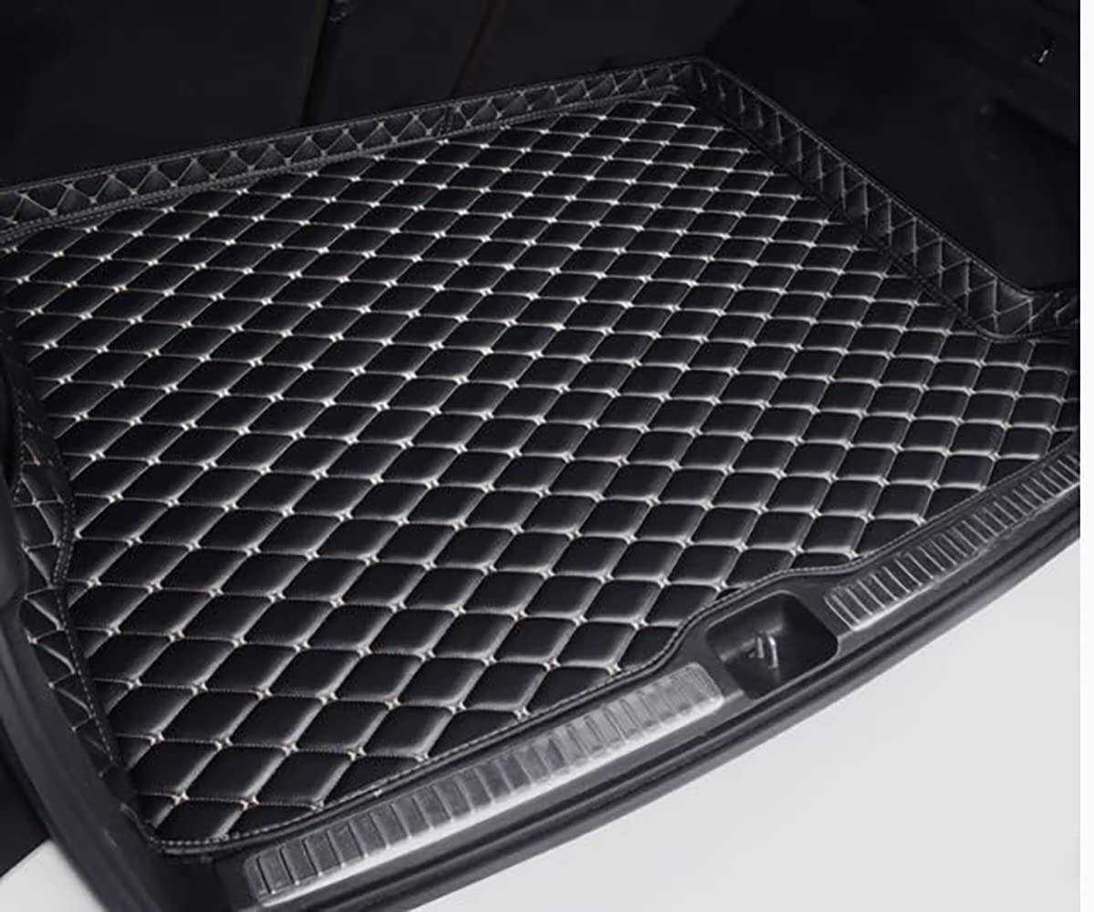 Kofferraummatten für BMW 5er G30 2018-2023, rutschfest Kratzfestem Leder Kofferraummatten Kofferraumschutz Autozubehör,- Black beige von REXGEL