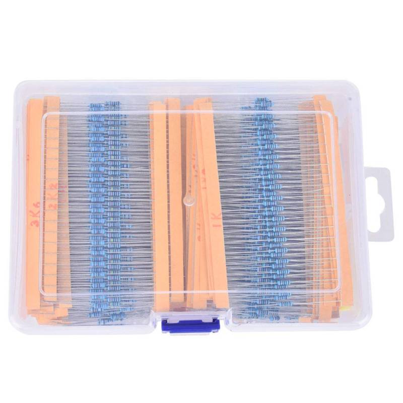 2600pcs Metal Film Resistors Sortiment Kit | 1 ° ~ 3mΩ ± 1% Toleranz | Konsequente Leistung robuste Widerstände für Elektronik- / DIY -Projekte | 6 cm Länge, 39 Werte von REXVTNS