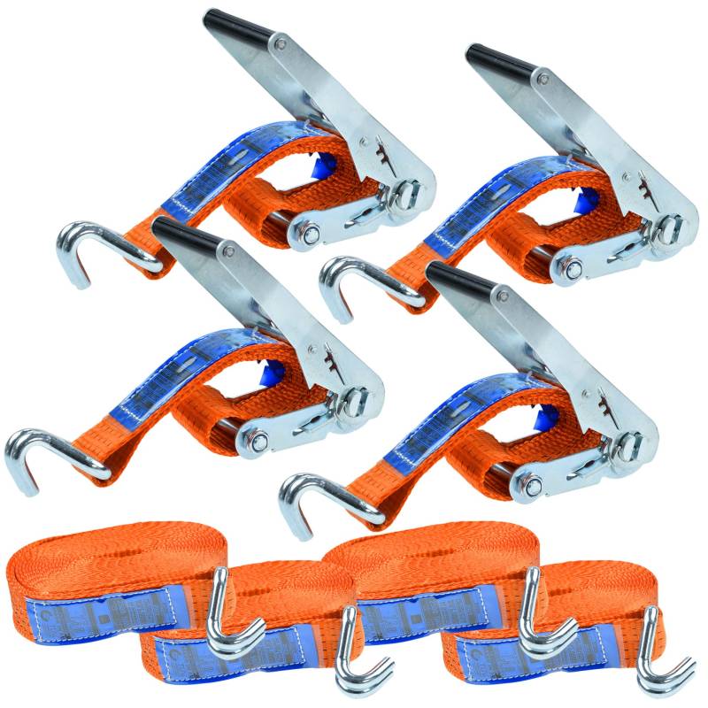 Rexxer 4er Set Spanngurte mit Ratsche und Haken 5 Tonnen | Zurrgurte 8m lang, 50 mm breit | wetterfest & robust Ratschengurt | ideal für Autos, LKW und mehr | TÜV/GS geprüft von REXXER HEAVY duty tools