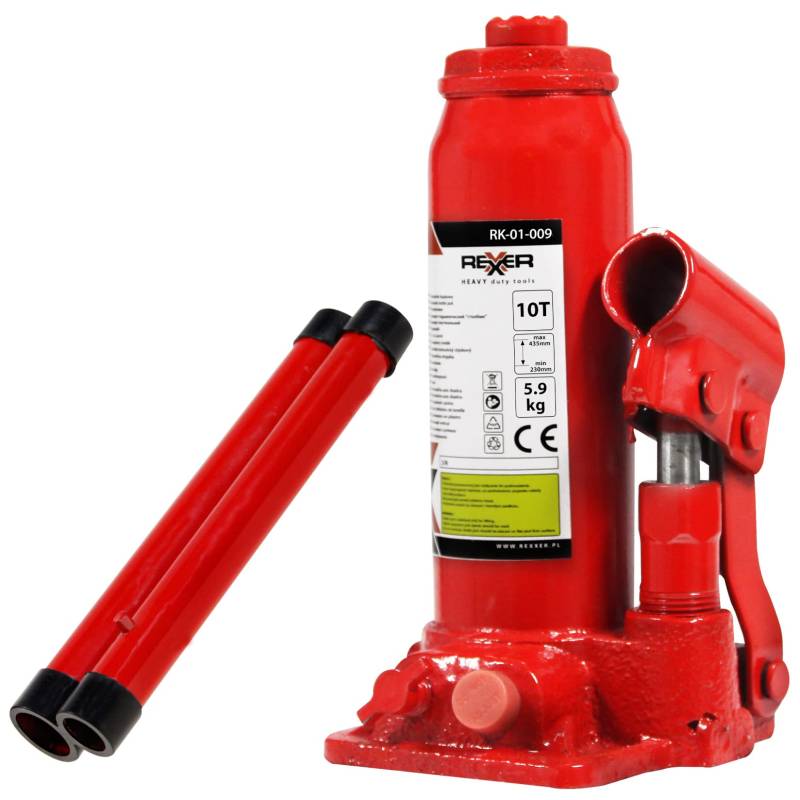 REXXER Hydraulischer Wagenheber 10T - Stempelwagenheber für Garage & Werkstatt - Robuster Wagenheber zum Anheben bis 10 Tonnen - Hubhöhe 230-435 mm von REXXER HEAVY duty tools