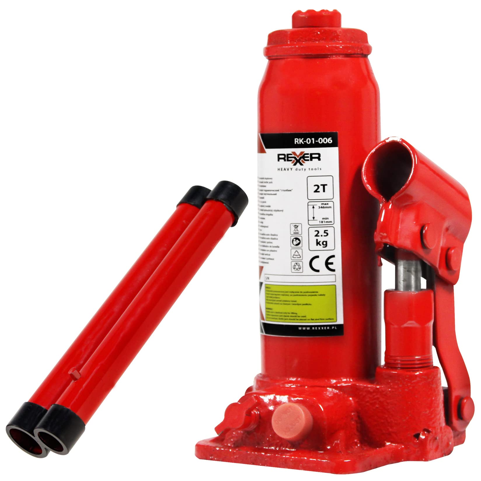 REXXER Hydraulischer Wagenheber 2T - Stempelwagenheber für Garage & Werkstatt - Robuster Wagenheber zum Anheben bis 2 Tonnen - Hubhöhe 181-346 mm REXXER Hydraulischer Wagenheber 2T - Stempelwagenheber für Garage & Werkstatt - Robuster Wagenheber zum Anheben bis 2 Tonnen - Hubhöhe 181-346 mm von REXXER HEAVY duty tools