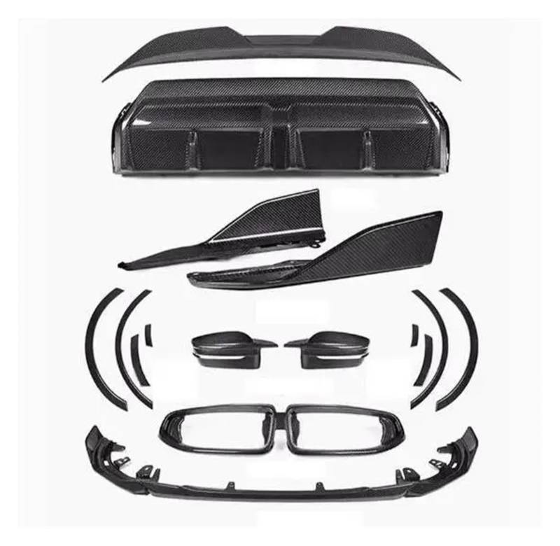 Frontspoiler Echtes Trockenes Carbon Stoßfänger Vorne Lippengrill Heckdiffusor Spoiler Seitenschweller Radbraue Spiegelkappe Für G42 M240i Coupé 2022 2023 2024 2025 Auto Frontstoßstange(Body Kit F) von RFSHOP