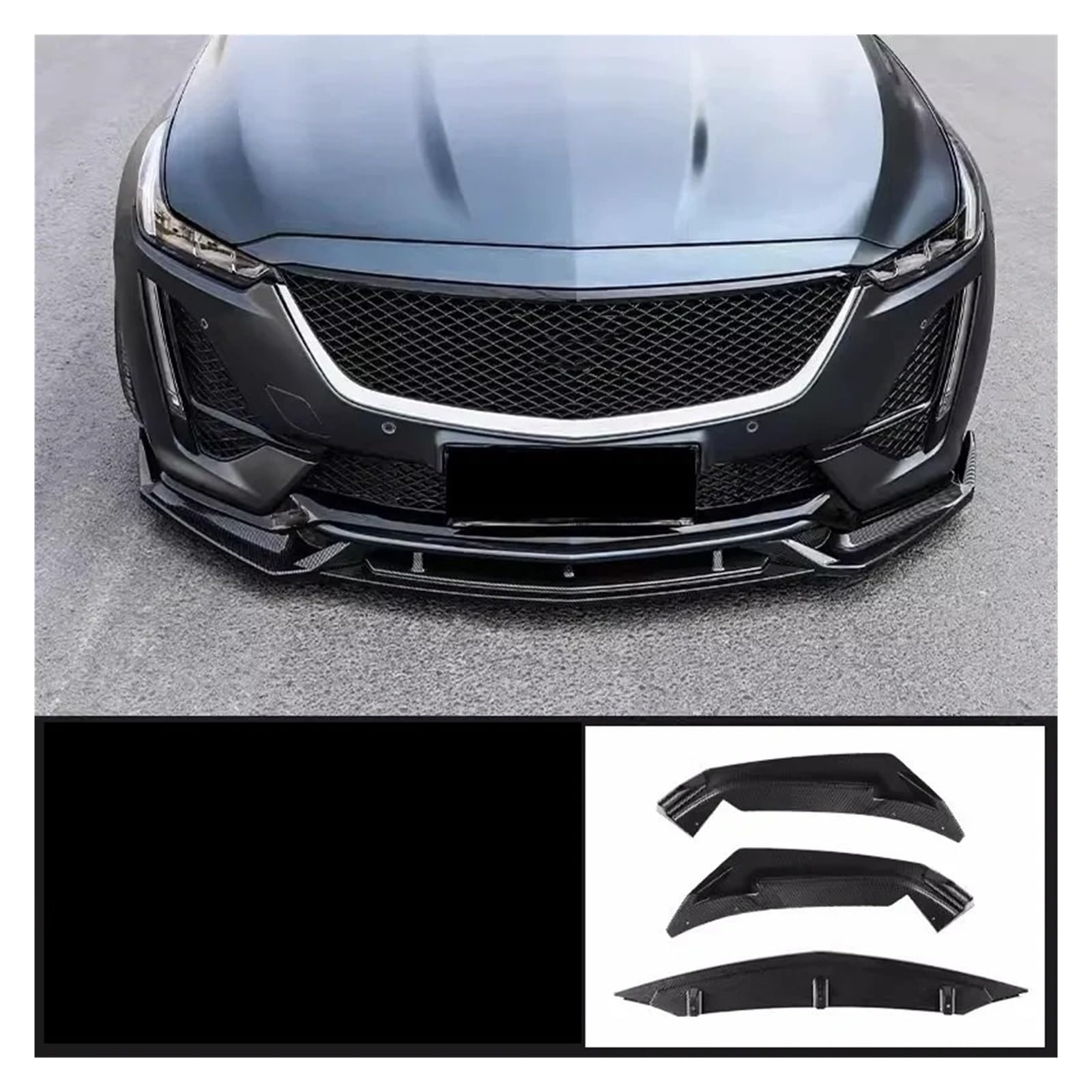 Frontspoiler Für Cadillac CT4 CT5 2020-2021 Modifizierte Kohlefaser Glanz Schwarz Auto Kleine Surround Frontschaufel Autozubehör Frontlippe Auto Frontstoßstange(Front Lip 1) von RFSHOP