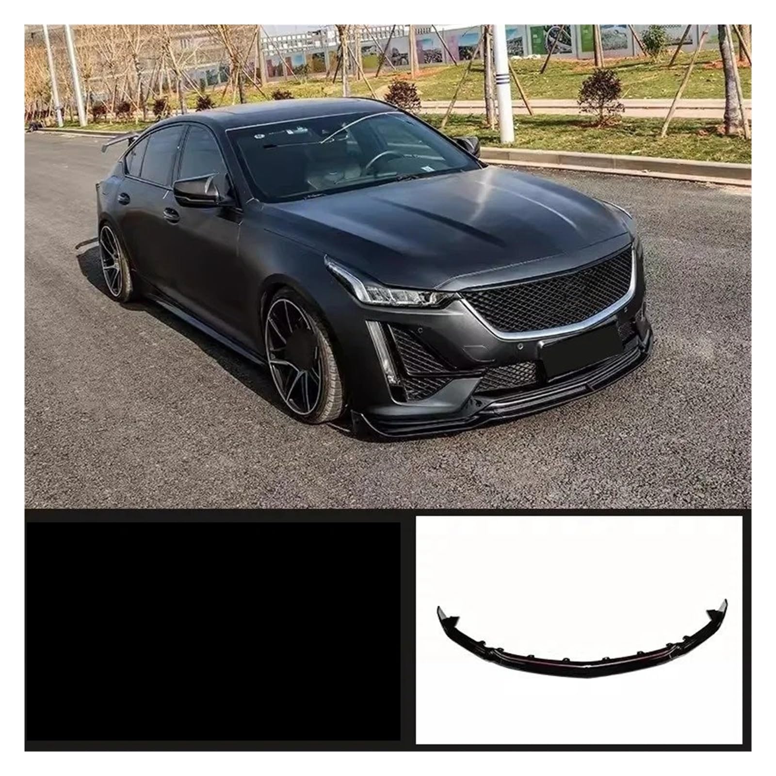 Frontspoiler Für Cadillac CT4 CT5 2020-2021 Modifizierte Kohlefaser Glanz Schwarz Auto Kleine Surround Frontschaufel Autozubehör Frontlippe Auto Frontstoßstange(Front Lip 4) von RFSHOP