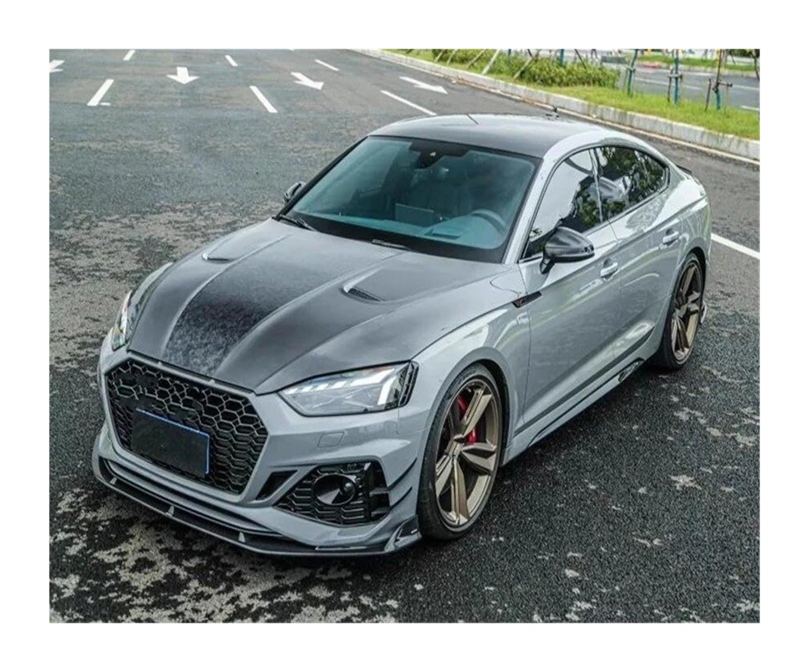 Frontspoiler Für RS5 B9.5 2020 2021 2022 2023 Carbon Fiber Front Bumper Lip Heckdiffusor Spoiler Blasdüse Abdeckung Full Body Kit Umbauten Auto Frontstoßstange(Rear Diffuser) von RFSHOP