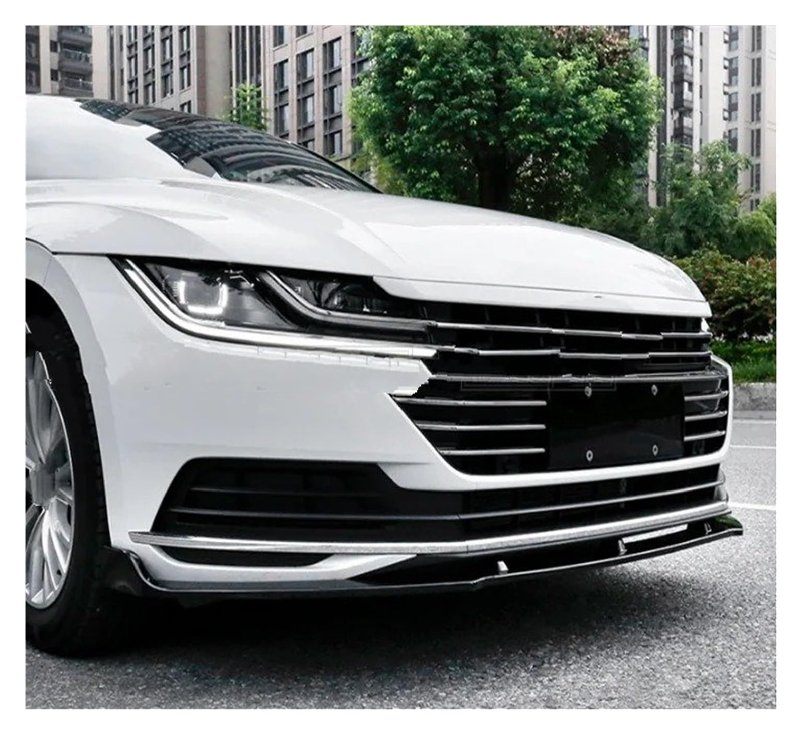 Frontspoiler Für VW Für Passat CC Für ARTEON 2019 2020 2021 2022 2023 2024 2025 3-teiliges Auto-Frontstoßstangenlippenspoilersplitterdiffusor ABS-Farbkörperkit Auto Frontstoßstange(Matt Black) von RFSHOP