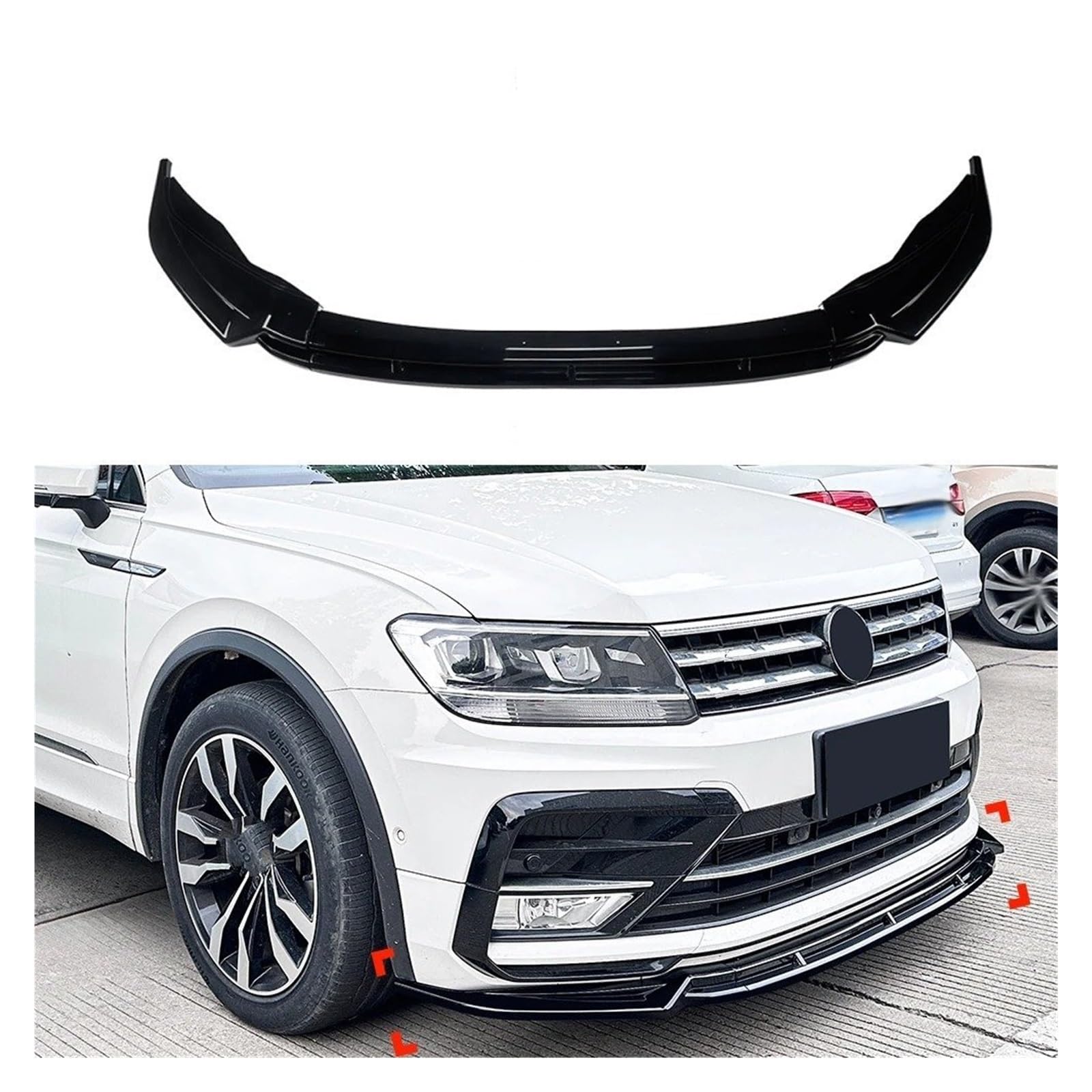 Frontspoiler Für VW Für Tiguan MK2 Für Rline 2017 2018 2019 2020 Frontspoilerlippe Frontstoßstange Schaufel Modifikation Außenkarosseriesatz Auto Frontstoßstange(Glossy Black) von RFSHOP