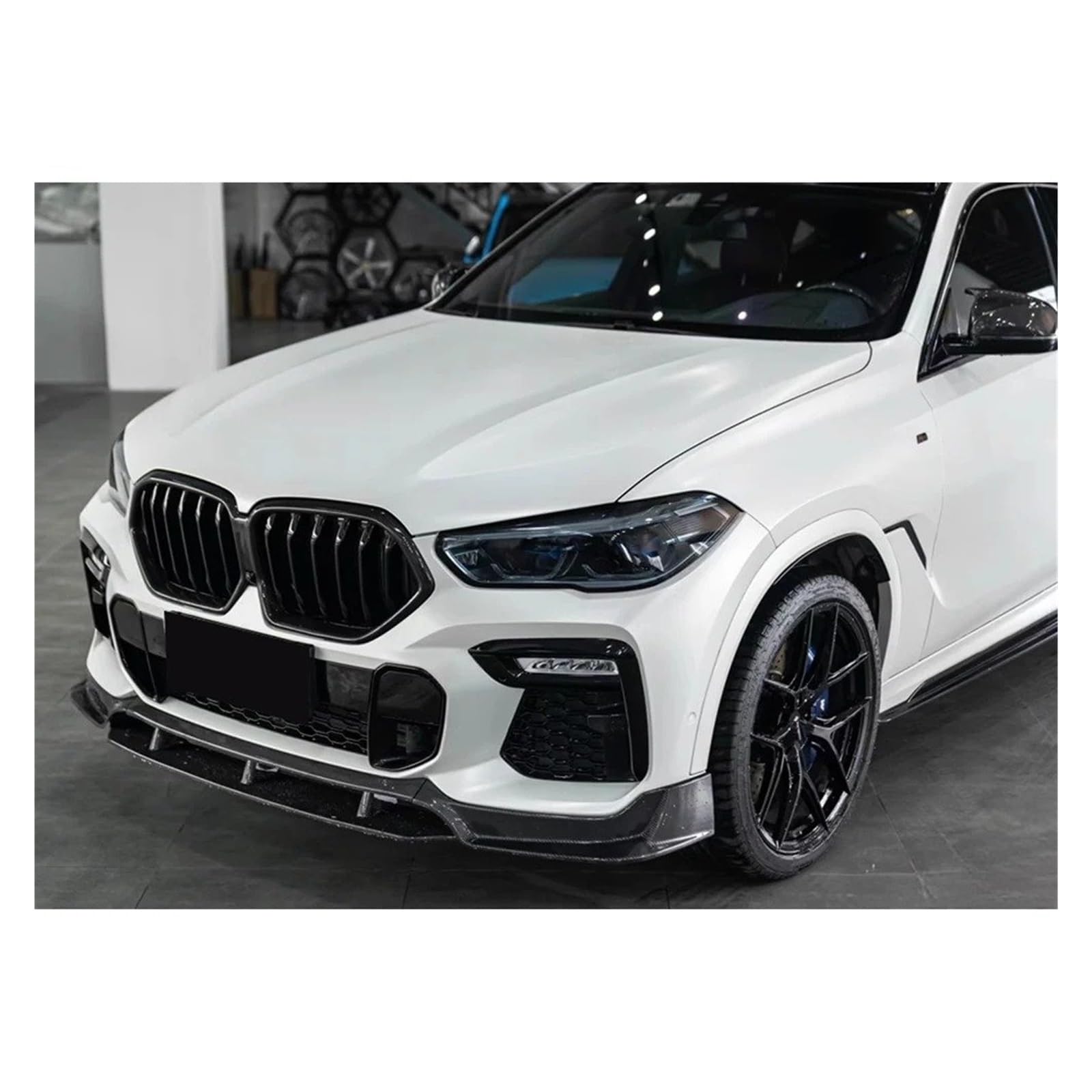 Frontspoiler Für X6 G06 Sport M50i M50d 30d 40i 2019 2020 2021 2022 2023 Frontschürze Spoiler Lip Lower Splitter Klinge Schützen Bodykits Tuning Auto Frontstoßstange(Carbon Look) von RFSHOP