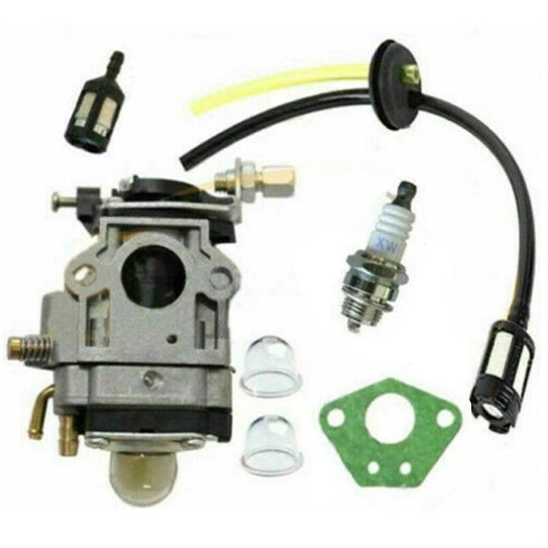 RFVBG Vergaser-Kit, for Fuxtec, for Timbertech, Rotfusch 49cc 52cc Freischneider-Vergaser mit Dichtung, Kraftstoffschlauch-Set, Zündkerze von RFVBG