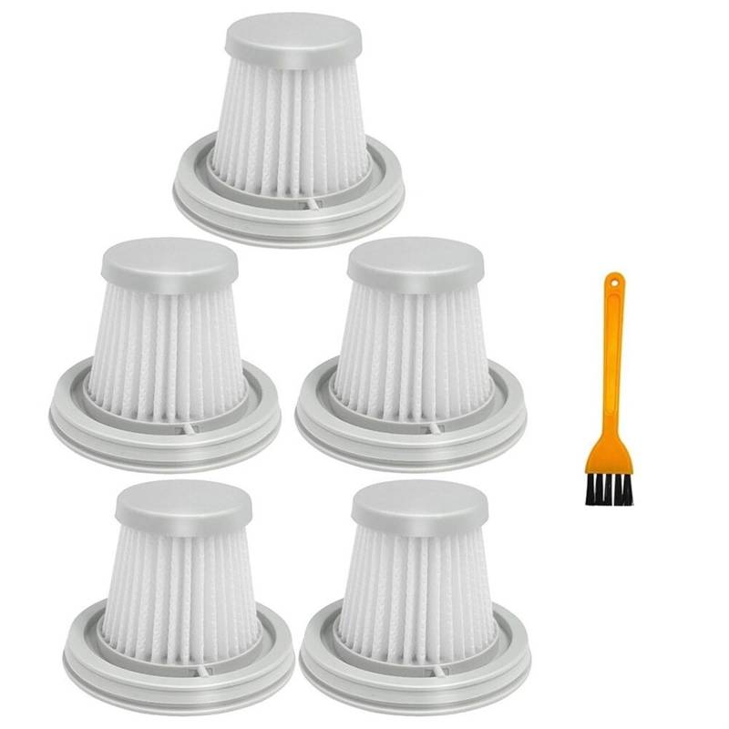 RFVBG for XIAOMI-MIJIA Staubsauger waschbar, Filter Handy Home Mini Wireless Filtering Staub recycelbare Staubsauger Filterteile Staubsauger-Hepa-Filter(5PCS and Brush) von RFVBG