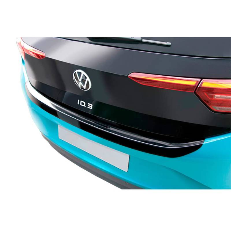 ABS Heckstoßstangenschutz kompatibel mit Volkswagen Transporter T6 Caravelle/Multivan 9/2015- mit Hecktüren 'Ribbed' Schwarz glänzend von RGM