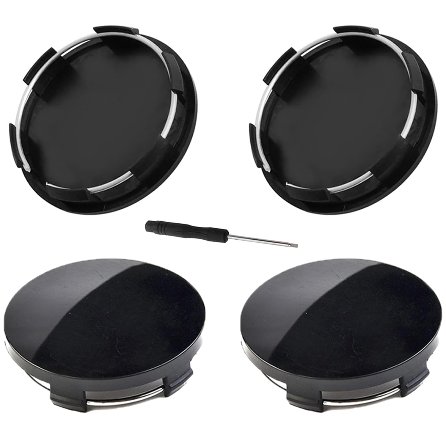 RHQFDM 4 Stück Nabendeckel 68mm Radnabendeckel DIY-Radnabenkappen Universal ABS schwarz Nabenkappen für Radnaben glatte Spiegeloberfläche Radnabenabdeckung（Zirkon Schwarz） von RHQFDM