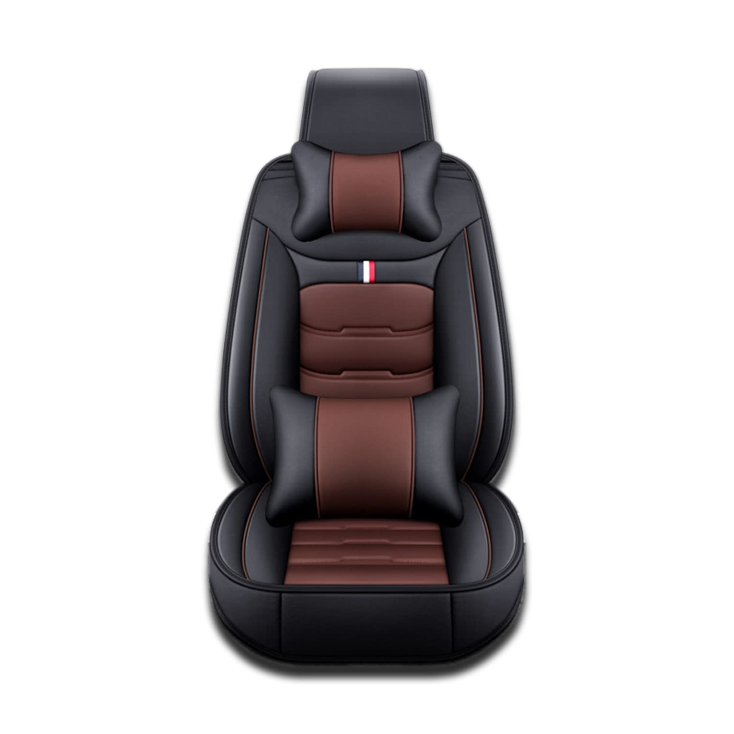 Auto Leder Sitzbezügesets für FIAT 124 Spider (2016) (Type 348) 2016-2020, Wasserdicht Sitzbezug Verschleißfest Sitzschoner Custom Car Seat,Black-Brown von RIAAJ