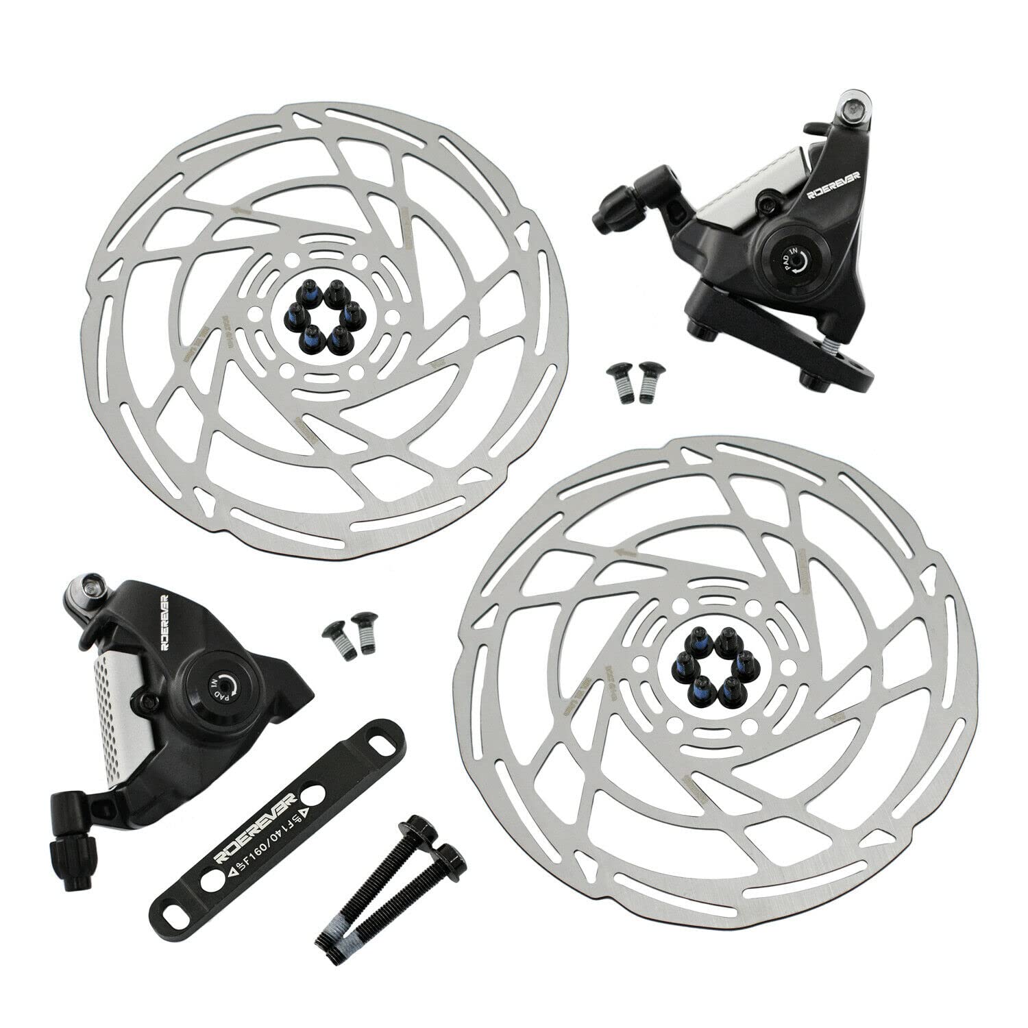 RIDEREVER MCX-2 Flat Mount Dual Kolben Mechancial Scheibenbremsen Set w/160mm Rotoren, Schwarz x Silber, RD2319 RIDEREVER MCX-2 Flat Mount Dual Kolben Mechancial Scheibenbremsen Set w/160mm Rotoren, Schwarz x Silber, RD2319 von RIDEREVER