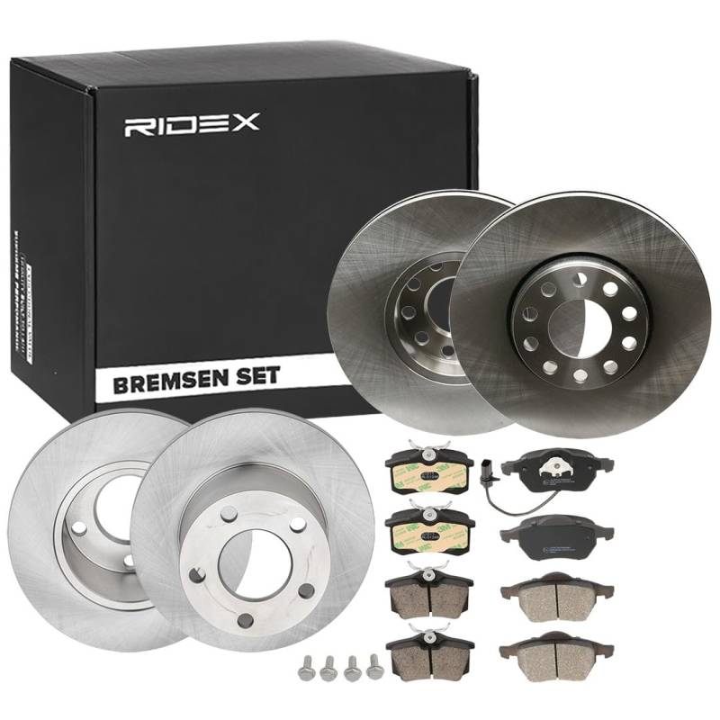 RIDEX 3405B0319 Bremsenset Hinten Vorne, Belüftet 244,7, 287.7mm - Bremsen Set mit Bremsscheiben und Bremsbeläge Satz von RIDEX