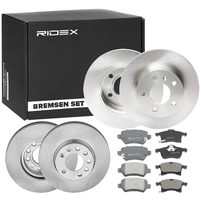 RIDEX 3405B0318 Bremsenset Hinten Vorne, Belüftet 263,8, 279,6mm - Bremsen Set mit Bremsscheiben und Bremsbeläge Satz von RIDEX