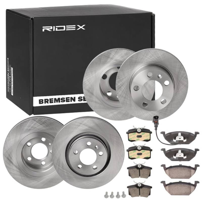 RIDEX 3405B0314 Bremsenset Hinten Vorne, Belüftet 232, 279,8mm - Bremsen Set mit Bremsscheiben und Bremsbeläge Satz von RIDEX