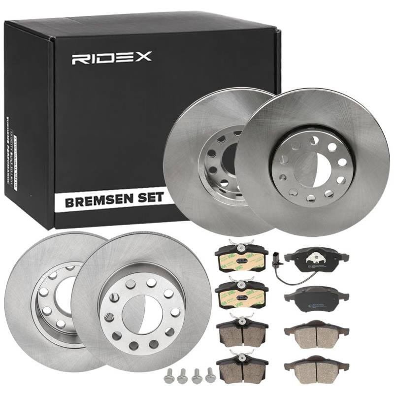 RIDEX 3405B0353 Bremsenset Vorne Hinten Belüftet, 288, 244,7mm - Bremsen Set mit Bremsscheiben und Bremsbeläge Satz von RIDEX