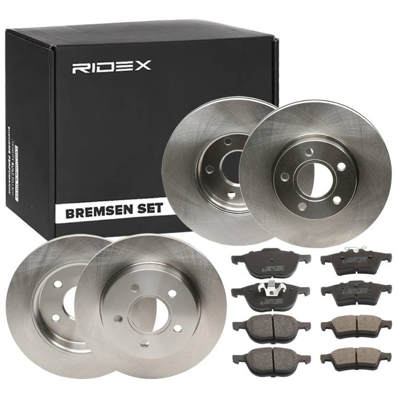 RIDEX 3405B0354 Bremsenset Hinten Vorne Belüftet, 278, 264,8mm - Bremsen Set mit Bremsscheiben und Bremsbeläge Satz von RIDEX