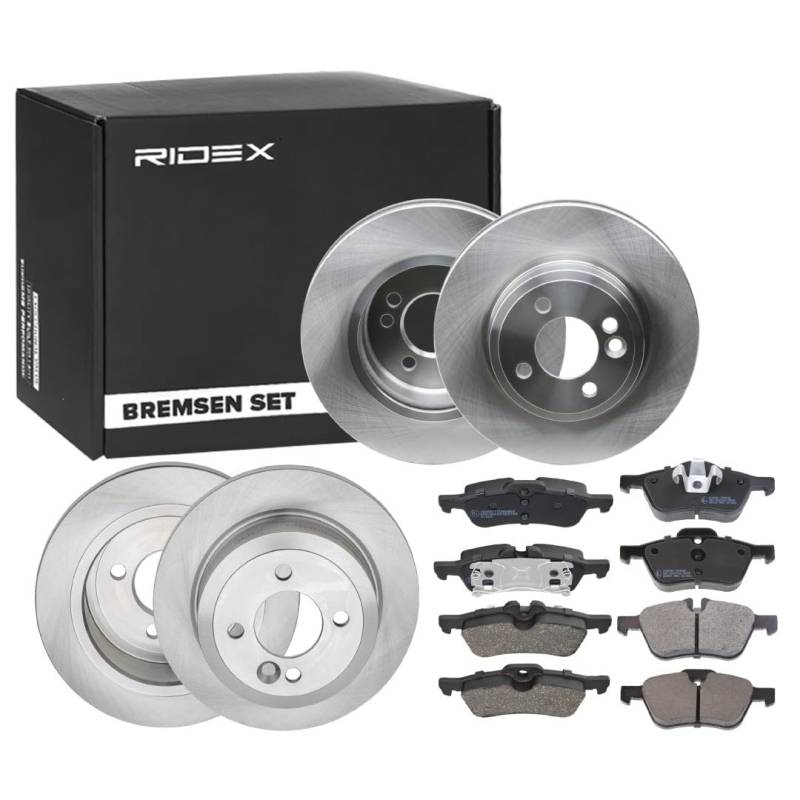 RIDEX 3405B1723 Bremsenset Vorne Hinten Belüftet, 275,8, 259mm - Bremsen Set mit Bremsscheiben und Bremsbeläge Satz von RIDEX