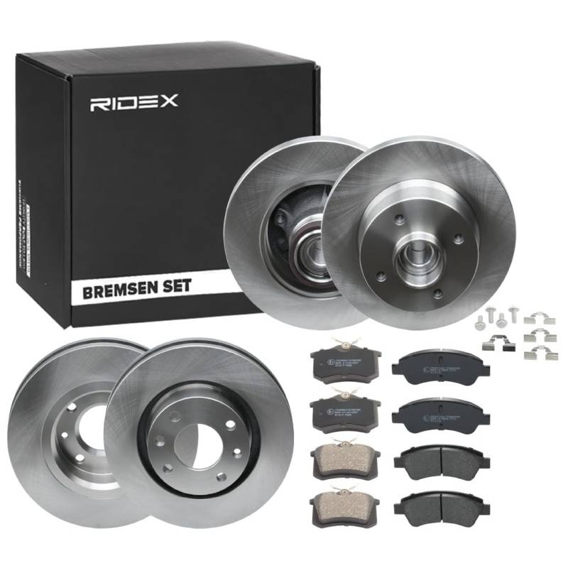 RIDEX 3405B1734 Bremsenset Hinten Vorne, Belüftet 249,0, 266mm - Bremsen Set mit Bremsscheiben und Bremsbeläge Satz von RIDEX