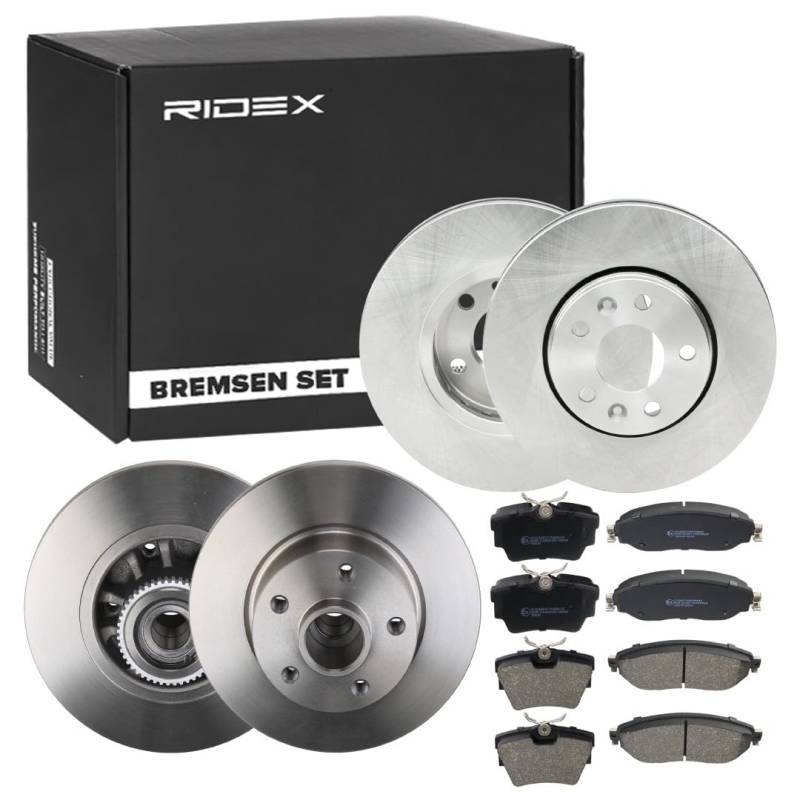 RIDEX 3405B1753 Bremsenset Vorne Hinten 280mm - Bremsen Set mit Bremsscheiben und Bremsbeläge Satz von RIDEX