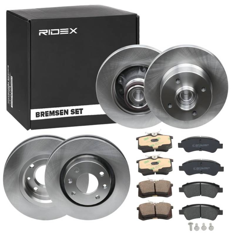 RIDEX 3405B1757 Bremsenset Hinten Vorne, Belüftet 249,0, 266mm - Bremsen Set mit Bremsscheiben und Bremsbeläge Satz von RIDEX