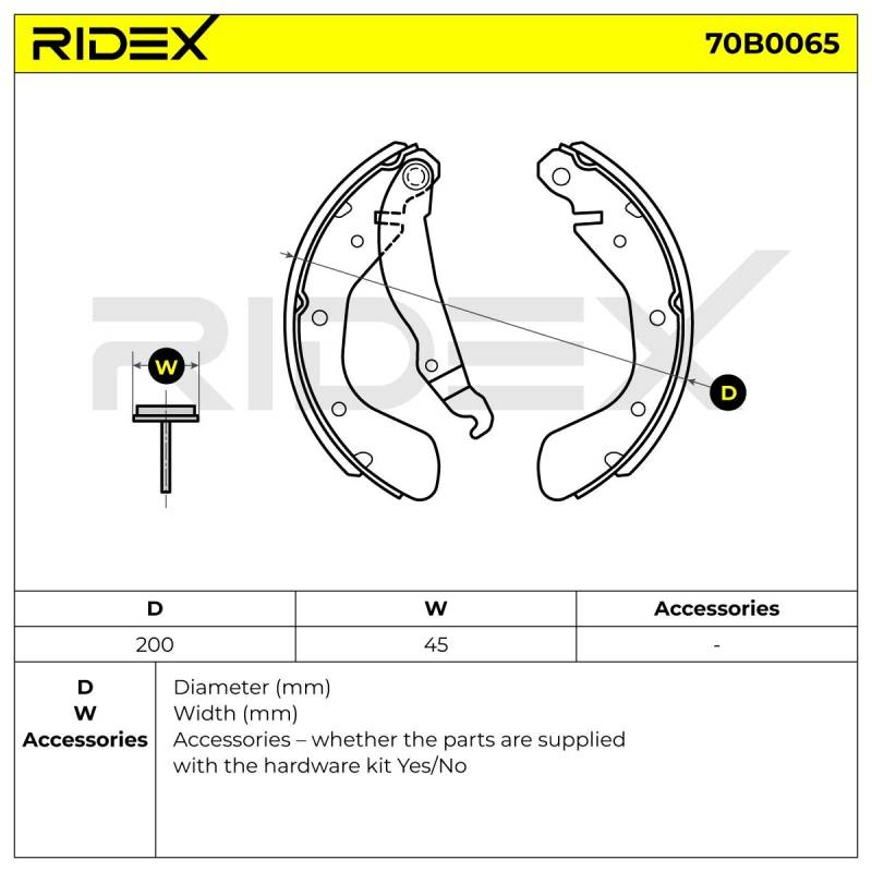 RIDEX Bremsbacken OPEL,CHEVROLET,DAEWOO 70B0065 S4520003,96430417,1605056 Trommelbremsbacken,Bremsbackensatz 1605953,91149506,96405132,90542863 von RIDEX