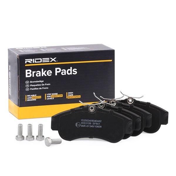 RIDEX Bremsbelagsatz NISSAN 402B0702 410602F025,410604M526,410605M325 41060F026,41060F1725,D1060BM40A,410602F026,410602F027,410604M525,4106071J25 von RIDEX