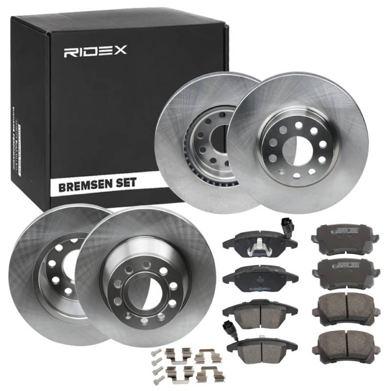 RIDEX 3405B0501 Bremsenset Vorne Hinten Belüftet, 312, 282, 312,0mm - Bremsen Set mit Bremsscheiben und Bremsbeläge Satz von RIDEX