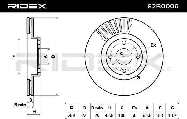 RIDEX Bremsscheibe FORD,MAZDA 82B0006 98AB1125BC,98AX1125B1F,DD593325XE Bremsscheiben,Scheibenbremsen DD633325XA,DD593325XB,1499045,7S611125BA von RIDEX