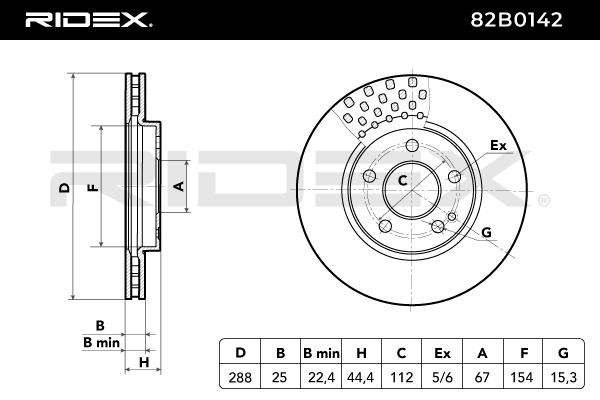 RIDEX Bremsscheibe MERCEDES-BENZ 82B0142 A1694211112,1694210212,1694211112 Bremsscheiben,Scheibenbremsen A1694210212 von RIDEX