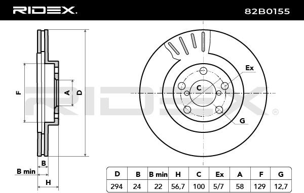RIDEX Bremsscheibe TOYOTA,SUBARU,SAAB 82B0155 26300FE040,26300SA000,26310AC040 Bremsscheiben,Scheibenbremsen 26300FE010,26300AE02B,26300AE02C von RIDEX