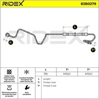 RIDEX Bremsschläuche 83B0279 Bremsschlauch PEUGEOT,CITROËN,DS,307 (3A/C),307 CC (3B),307 SW (3H),308 SW I (4E_, 4H_),308 I Schrägheck (4A_, 4C_) von RIDEX
