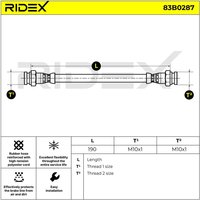 RIDEX Bremsschläuche Hinterachse beidseitig 83B0287 Bremsschlauch VW,FIAT,SKODA,Caddy II Pickup (9U7),GRANDE PUNTO (199),PUNTO (188),Idea (350_) von RIDEX