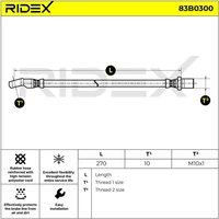 RIDEX Bremsschläuche Hinterachse 83B0300 Bremsschlauch FIAT,SEAT,LANCIA,127 Schrägheck (127_),128 Limousine (128_),850 Spider,850 Coupe (100_) von RIDEX