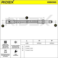 RIDEX Bremsschläuche Hinterachse 83B0365 Bremsschlauch VW,MERCEDES-BENZ,CRAFTER 30-50 Kasten (2E_),CRAFTER 30-35 Bus (2E_) von RIDEX