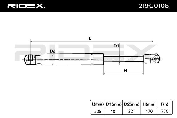 RIDEX Heckklappendämpfer VW 219G0108 1T0827550A,1T0827550B,1T0827550C 1T0827550D,1T0827550E RIDEX Heckklappendämpfer VW 219G0108 1T0827550A,1T0827550B,1T0827550C 1T0827550D,1T0827550E von RIDEX