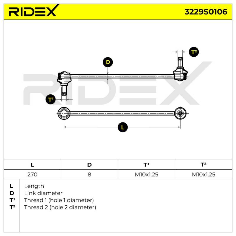 RIDEX Koppelstange FIAT,PEUGEOT,MAZDA 3229S0106 4242059J00,60614514,71742688 BCKE34170,4242077M01,4242080J00,6000629182,4242058M00,4242077M00 von RIDEX