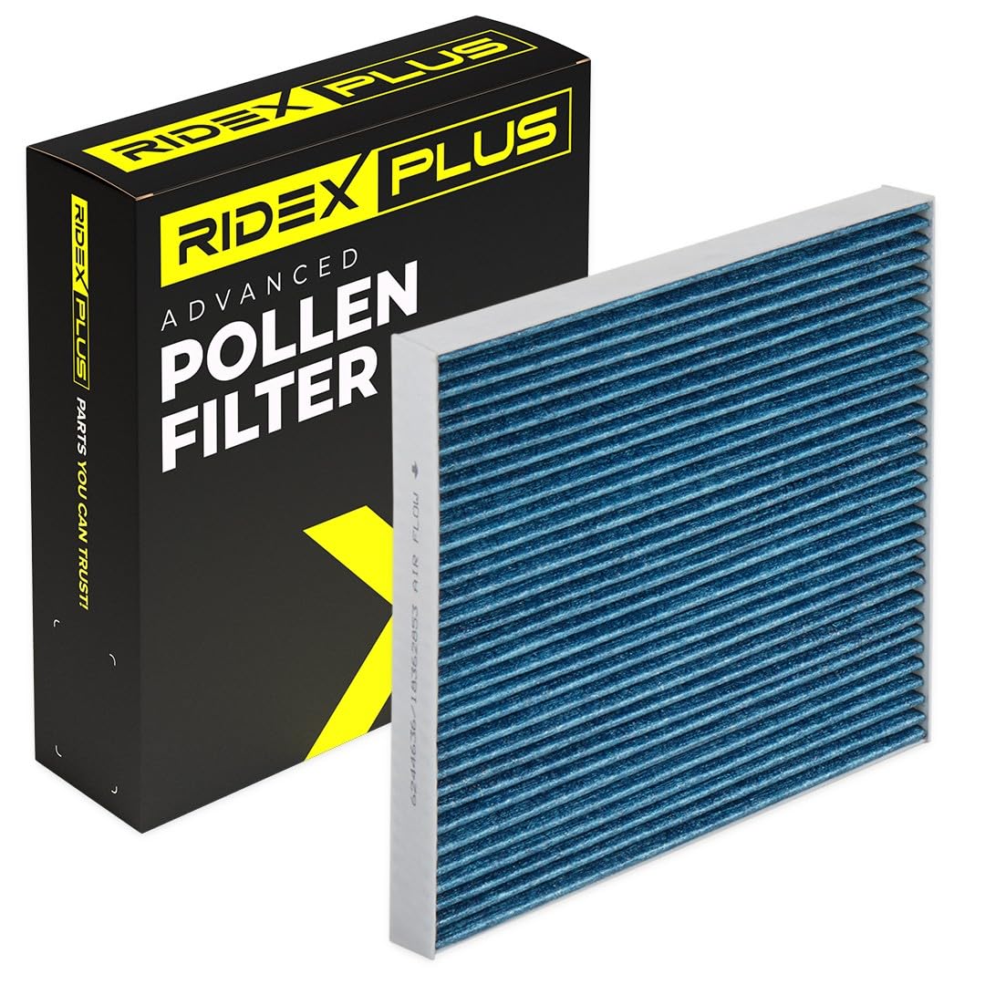 RIDEX PLUS Innenraumfilter Aktivkohle, mit antiallergischer Wirkung, mit antibakterieller Wirkung, Feinstaubfilter (PM 2.5) 424I0494P von RIDEX