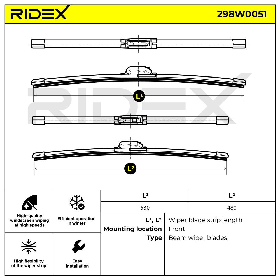RIDEX Scheibenwischer VW,AUDI,SKODA 298W0051 1J0998002B RIDEX Scheibenwischer VW,AUDI,SKODA 298W0051 1J0998002B von RIDEX