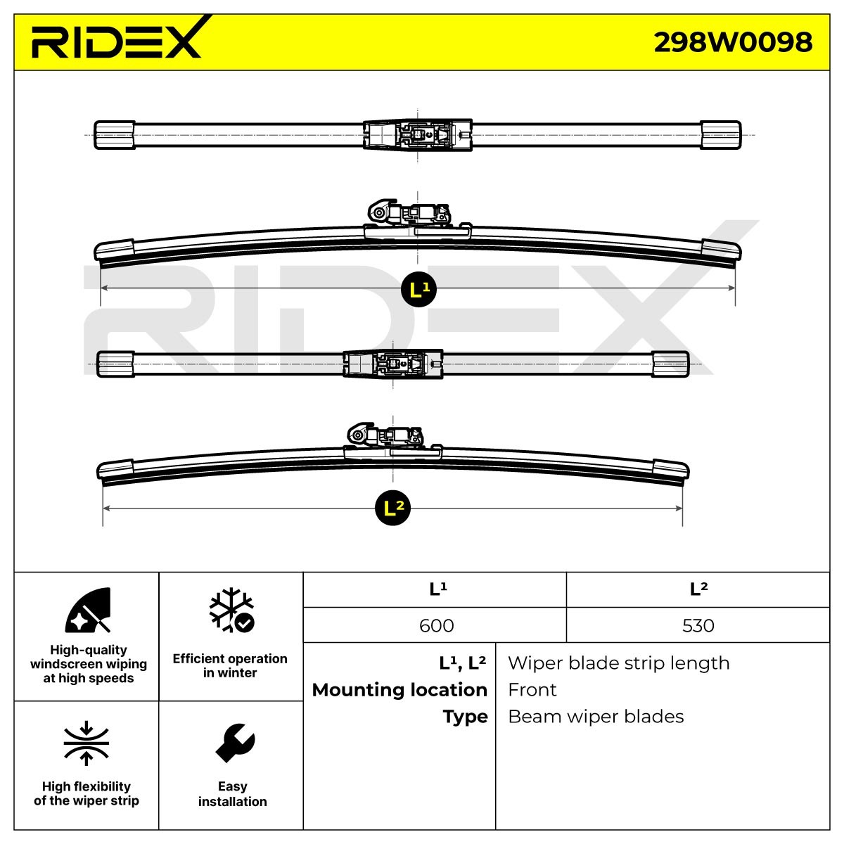 RIDEX Scheibenwischer VW,LAND ROVER 298W0098 LR025117,LR027672,5N1998002 RIDEX Scheibenwischer VW,LAND ROVER 298W0098 LR025117,LR027672,5N1998002 von RIDEX