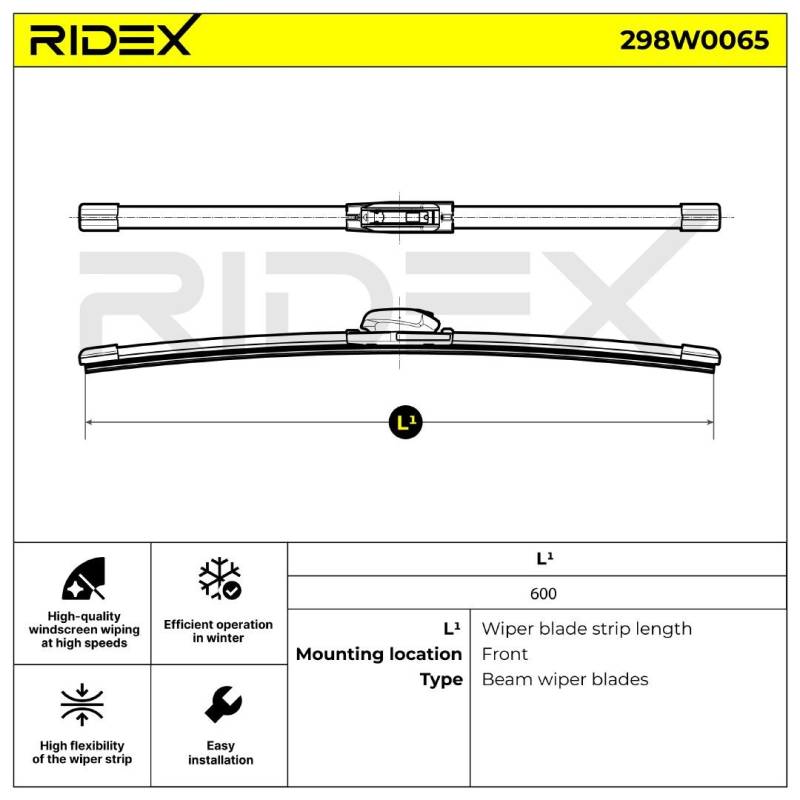 RIDEX Scheibenwischer VW,MERCEDES-BENZ,OPEL 298W0065 1613291580,6426SJ,983601S100 7701049049,1611345580,1623237280,1554028,1608028680,1611352480 von RIDEX