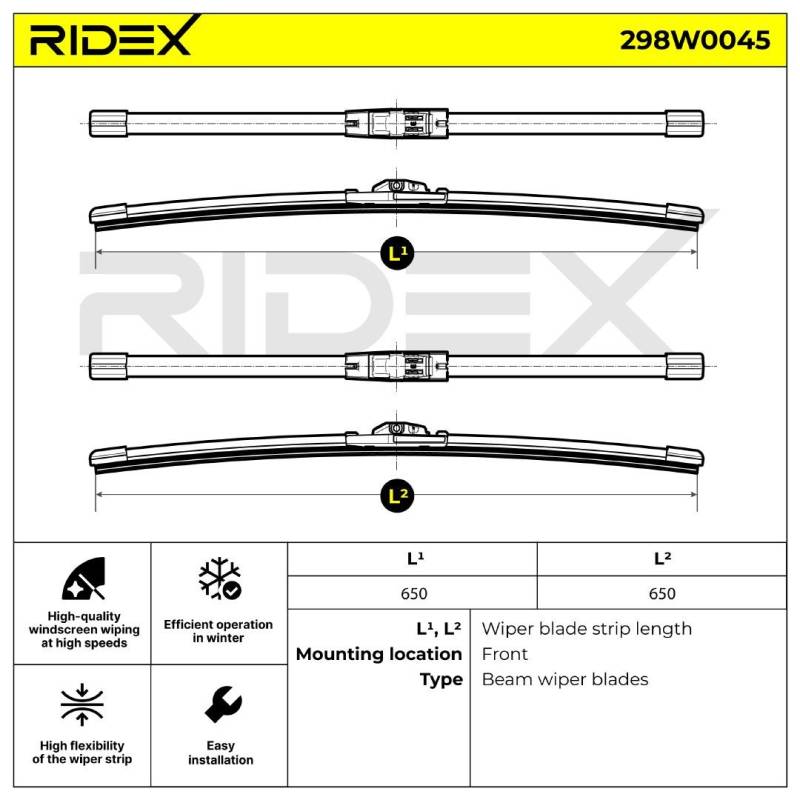 RIDEX Scheibenwischer VW,MERCEDES-BENZ,PORSCHE 298W0045 95862893900,95862894100,1K0955429 1K0955429B,7P0955425B,95562893911,7L0998002,7L6955425A von RIDEX