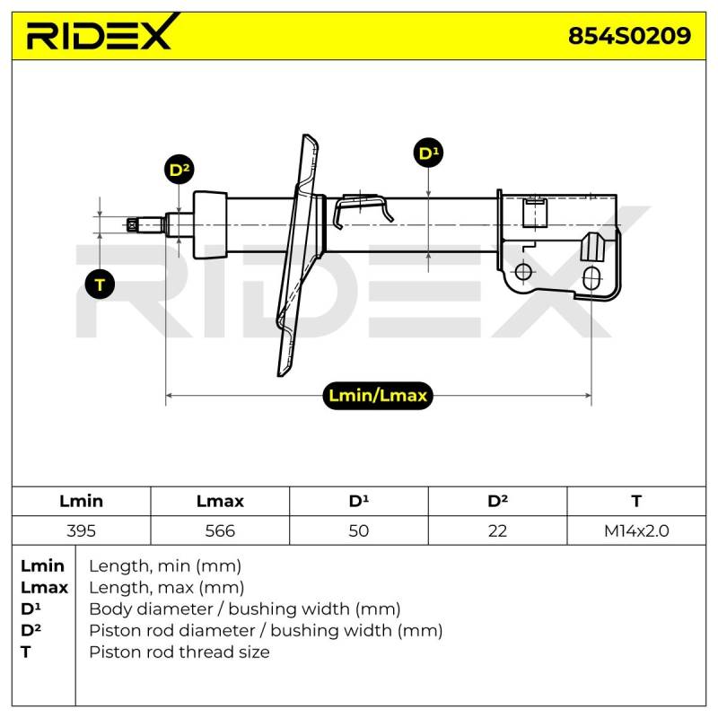 RIDEX Stoßdämpfer CHRYSLER,DODGE,PLYMOUTH 854S0209 4897451AA,4743547,4797640 Federbein,Stossdämpfer 4797641,4797642,4797643 von RIDEX