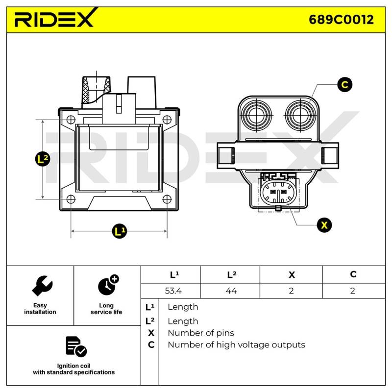 RIDEX Zündspule FIAT,ALFA ROMEO,LANCIA 689C0012 IC2210562,0,057165300 Einzelzündspule 60815150,7672018,46790073,60805420,60809492,7626232,011200156719 von RIDEX