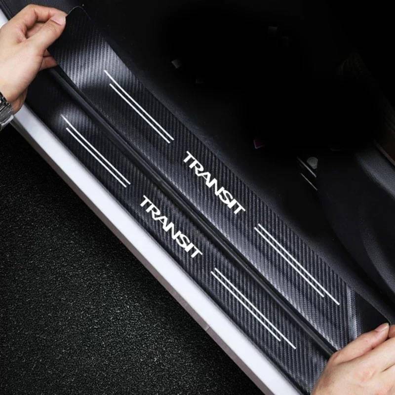 4 Stück Auto Einstiegsleisten Schutz Aufkleber für Ford Transit, Kohlefaser Türschweller Trittschutz Lackschutzfolie von RIDGOEL