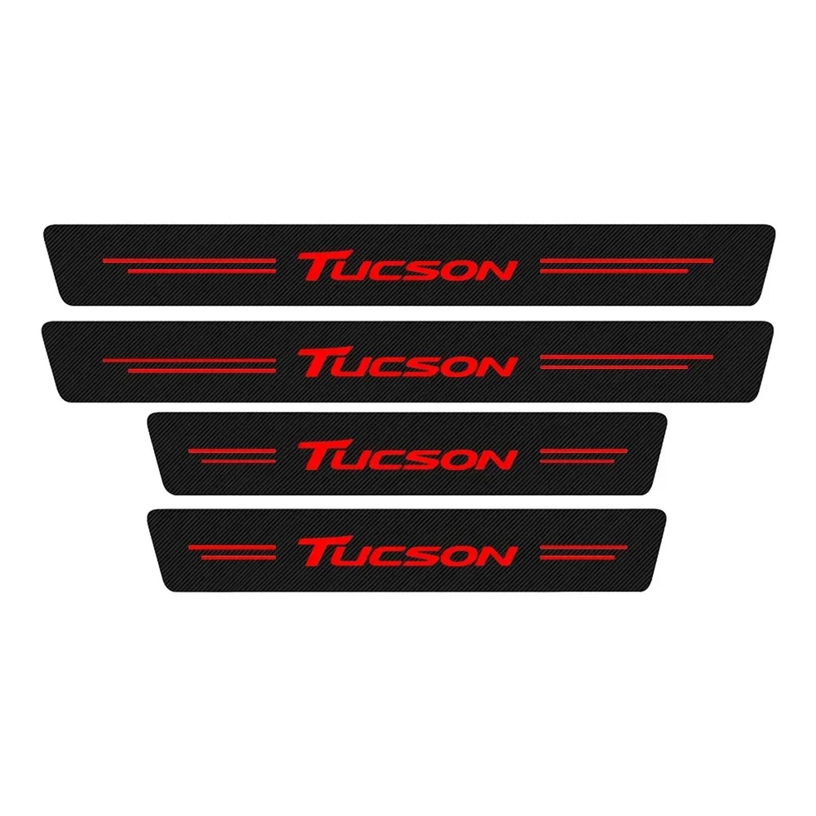 4 Stück Auto Einstiegsleisten Schutz für Hyundai Tucson, Kohlefaser Türschweller Trittschutz Aufkleber Lackschutzfolie (Rot) von RIDGOEL