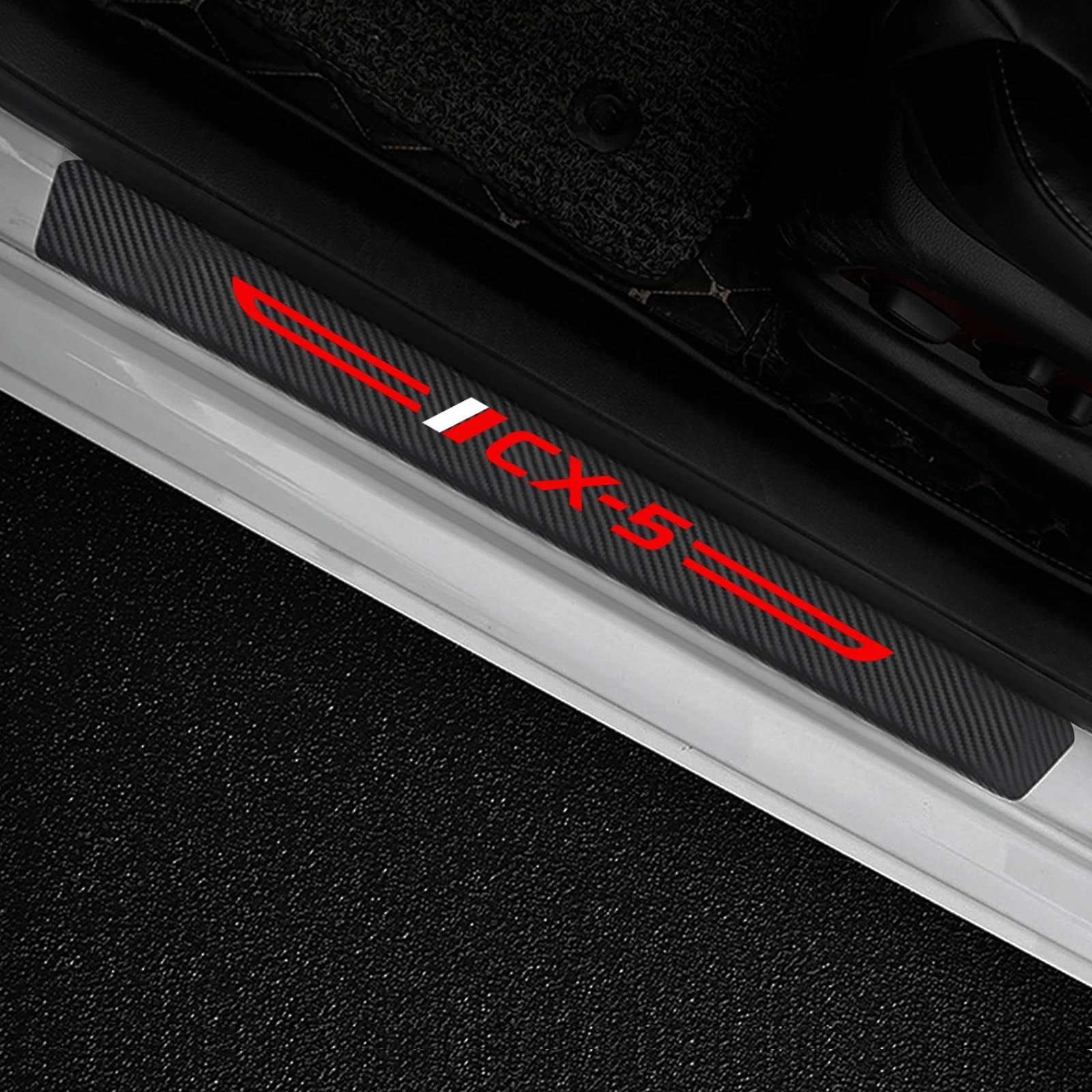 4 Stück Auto Einstiegsleisten Schutz für Mazda CX-5, Kohlefaser Lackschutzfolie Türschweller Trittschutz Aufkleber Auto Tür Schritt Platte Abdeckung Rot von RIDGOEL